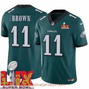 Outstanding Philadelphia Eagles A.J. Brown #11 Green 2024 2025 Super Bowl LIX F.U.S.E Stitched NFL Jersey