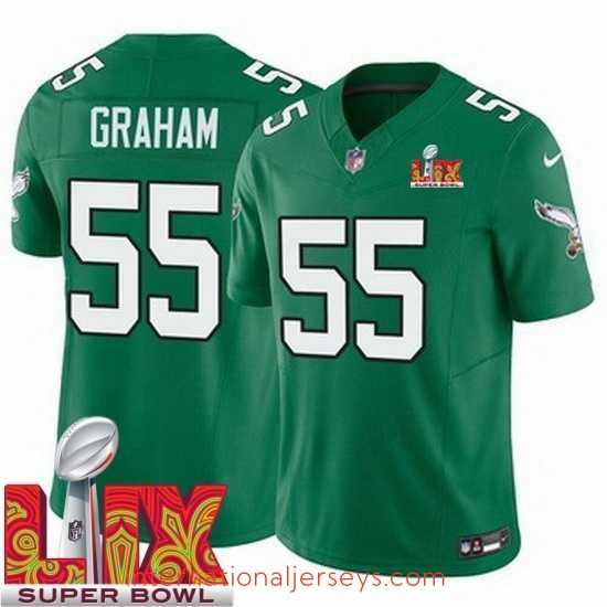 Exquisite Philadelphia Eagles Brandon Graham #55 Kelly Green 2024 2025 Super Bowl LIX F.U.S.E Stitched NFL Jersey