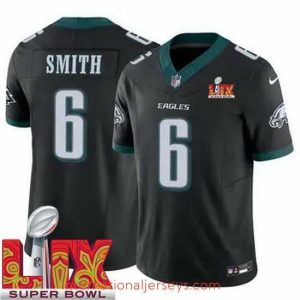 Exquisite Philadelphia Eagles DeVonta Smith #6 Black 2024 2025 Super Bowl LIX F.U.S.E Stitched NFL Jersey