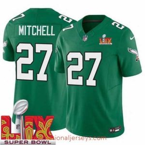 Premium Philadelphia Eagles Quinyon Mitchell #27 Kelly Green 2024 2025 Super Bowl LIX F.U.S.E Stitched NFL Jersey