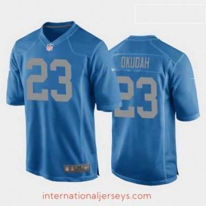Deluxe jeff okudah detroit lions blue throwback game jersey