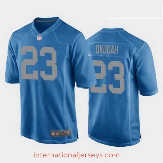 Deluxe jeff okudah detroit lions blue throwback game jersey