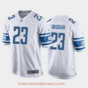 Deluxe jeff okudah detroit lions white game jersey
