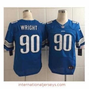 Premium nike nfl jerseys detroit lions 90 wright blue[Elite][wright]