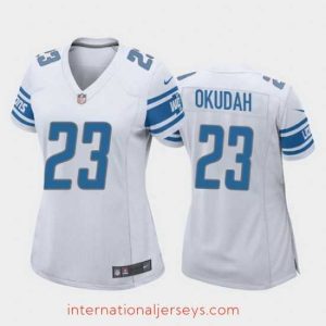 Superior jeff okudah detroit lions white game jersey