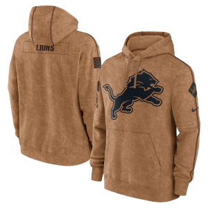 Superb Detroit Lions Men's Nike Brown 2023 Salute To Service Club Pullover Hoodie