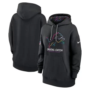 Finest Detroit Lions Nike Women's 2024 NFL Crucial Catch Club Pullover Hoodie