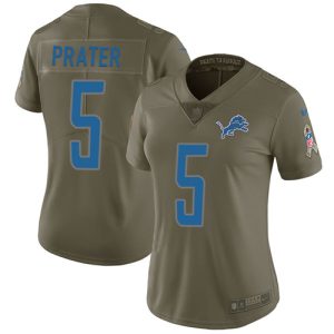 Superb Lions #5 Matt Prater Olive Women's Stitched NFL Limited 2017 Salute to Service Jersey