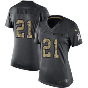 Marvelous Lions #21 Tracy Walker Black Women's Stitched NFL Limited 2016 Salute to Service Jersey
