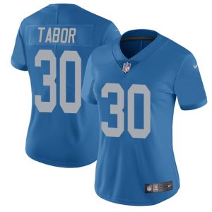 Finest Lions #30 Teez Tabor Blue Throwback Women's Stitched NFL Vapor Untouchable Limited Jersey