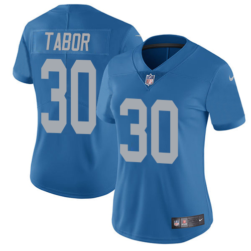 Finest Lions #30 Teez Tabor Blue Throwback Women's Stitched NFL Vapor Untouchable Limited Jersey