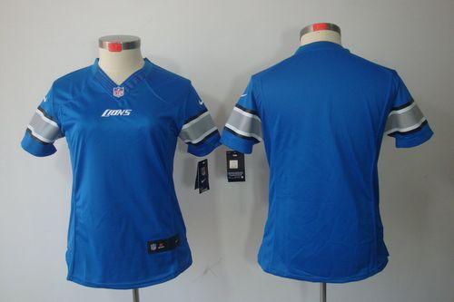 High quality Lions Blank Light Blue Team Color Women's Stitched NFL Limited Jersey
