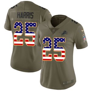 Superior Lions #25 Will Harris Olive/USA Flag Women's Stitched NFL Limited 2017 Salute to Service Jersey