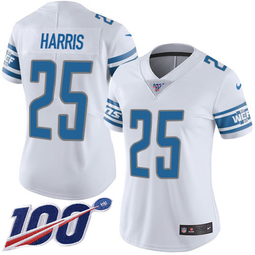 Superior Lions #25 Will Harris White Women's Stitched NFL 100th Season Vapor Untouchable Limited Jersey