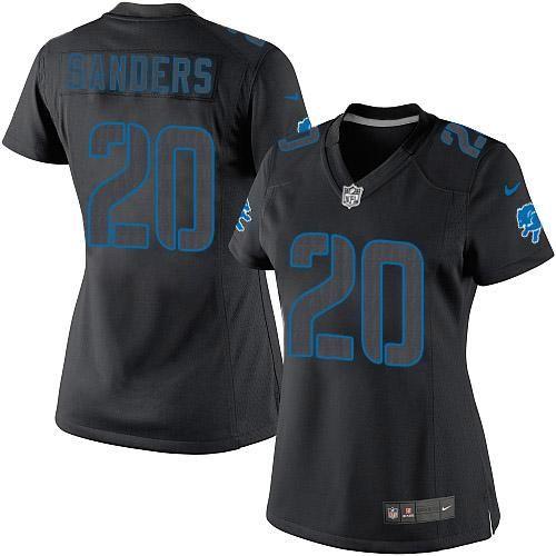 Finest Lions #20 Barry Sanders Black Impact Women's Stitched NFL Limited Jersey