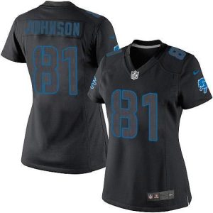 Superb Lions #81 Calvin Johnson Black Impact Women's Stitched NFL Limited Jersey