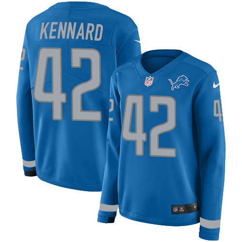 Exquisite Lions #42 Devon Kennard Blue Team Color Women's Stitched NFL Limited Therma Long Sleeve Jersey