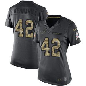 Gorgeous Lions #42 Devon Kennard Black Women's Stitched NFL Limited 2016 Salute to Service Jersey