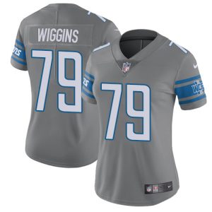 Marvelous Lions #79 Kenny Wiggins Gray Women's Stitched NFL Limited Rush Jersey