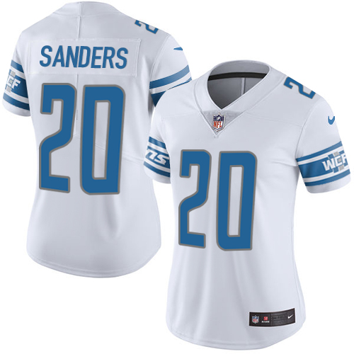 High quality Lions #20 Barry Sanders White Women's Stitched NFL Vapor Untouchable Limited Jersey