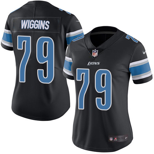 Superb Lions #79 Kenny Wiggins Black Women's Stitched NFL Limited Rush Jersey