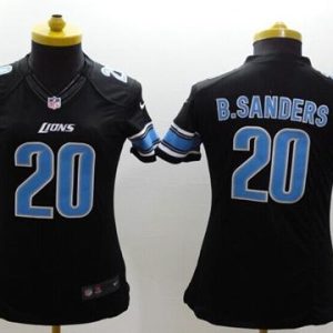 Premium Lions #20 Barry Sanders Black Alternate Women's Stitched NFL Limited Jersey