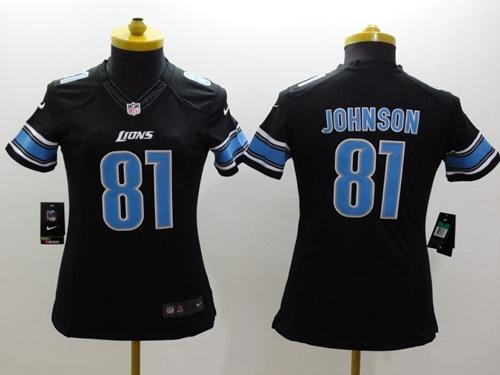 Superior Lions #81 Calvin Johnson Black Alternate Women's Stitched NFL Limited Jersey
