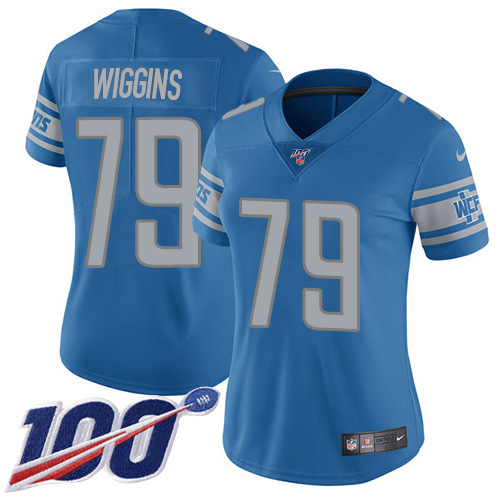 Premium Lions #79 Kenny Wiggins Blue Team Color Women's Stitched NFL 100th Season Vapor Untouchable Limited Jersey