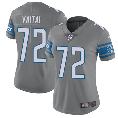 Finest Lions #72 Halapoulivaati Vaitai Gray Women's Stitched NFL Limited Rush Jersey