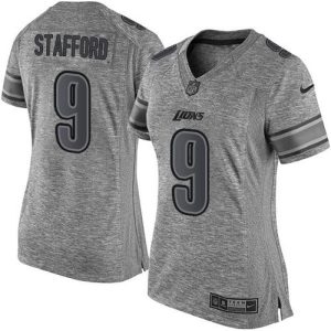 Marvelous Lions #9 Matthew Stafford Gray Women's Stitched NFL Limited Gridiron Gray Jersey