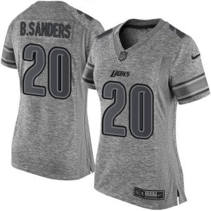 Outstanding Lions #20 Barry Sanders Gray Women's Stitched NFL Limited Gridiron Gray Jersey