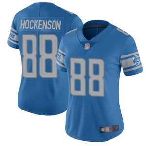 Marvelous Lions #88 T.J. Hockenson Light Blue Team Color Women's Stitched NFL Vapor Untouchable Limited Jersey