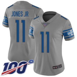 Exceptional Lions #11 Marvin Jones Jr Gray Women's Stitched NFL Limited Inverted Legend 100th Season Jersey