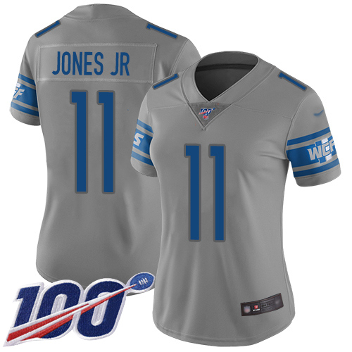 Exceptional Lions #11 Marvin Jones Jr Gray Women's Stitched NFL Limited Inverted Legend 100th Season Jersey