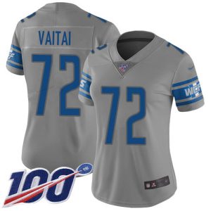 Marvelous Lions #72 Halapoulivaati Vaitai Gray Women's Stitched NFL Limited Inverted Legend 100th Season Jersey