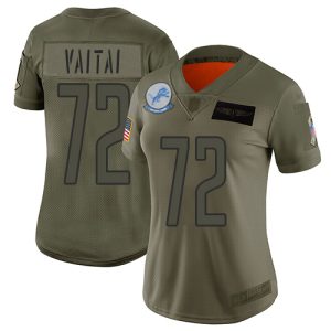 Gorgeous Lions #72 Halapoulivaati Vaitai Camo Women's Stitched NFL Limited 2019 Salute To Service Jersey