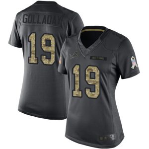 Marvelous Lions #19 Kenny Golladay Black Women's Stitched NFL Limited 2016 Salute to Service Jersey