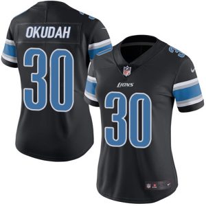 Superb Lions #30 Jeff Okudah Black Women's Stitched NFL Limited Rush Jersey