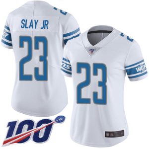 Superior Lions #23 Darius Slay Jr White Women's Stitched NFL 100th Season Vapor Limited Jersey