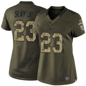 Finest Lions #23 Darius Slay Jr Green Women's Stitched NFL Limited 2015 Salute to Service Jersey