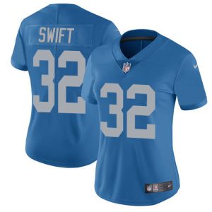 Finest Lions #32 D'Andre Swift Blue Throwback Women's Stitched NFL Vapor Untouchable Limited Jersey