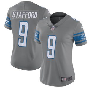 Marvelous Lions #9 Matthew Stafford Gray Women's Stitched NFL Limited Rush Jersey