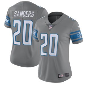 Superb Lions #20 Barry Sanders Gray Women's Stitched NFL Limited Rush Jersey