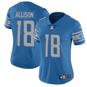 Outstanding Lions #18 Geronimo Allison Blue Team Color Women's Stitched NFL Vapor Untouchable Limited Jersey