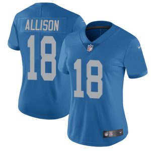 Finest Lions #18 Geronimo Allison Blue Throwback Women's Stitched NFL Vapor Untouchable Limited Jersey