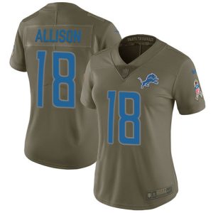 Finest Lions #18 Geronimo Allison Olive Women's Stitched NFL Limited 2017 Salute To Service Jersey