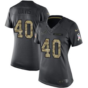 Finest Lions #40 Jarrad Davis Black Women's Stitched NFL Limited 2016 Salute to Service Jersey
