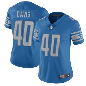 High quality Lions #40 Jarrad Davis Light Blue Team Color Women's Stitched NFL Vapor Untouchable Limited Jersey