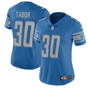 Premium Lions #30 Teez Tabor Light Blue Team Color Women's Stitched NFL Vapor Untouchable Limited Jersey