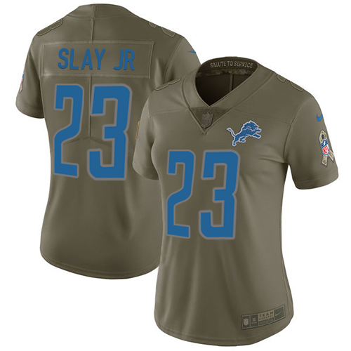 Exquisite Lions #23 Darius Slay Jr Olive Women's Stitched NFL Limited 2017 Salute to Service Jersey